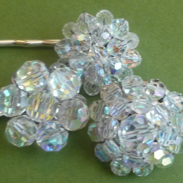 Vintage Crystal Flower Hair Pin Set of Three