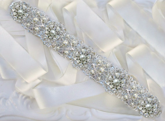 Vintage Strass und Perle Hochzeit Schärpe Brautgürtel für Frauen Kleider