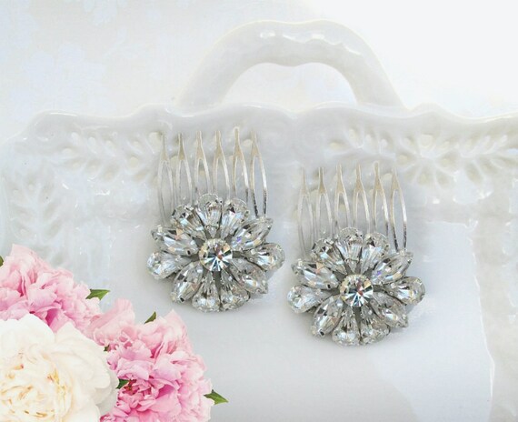 Decorative Hair Comb Set Small Bridal Clips Silver Hair Etsy