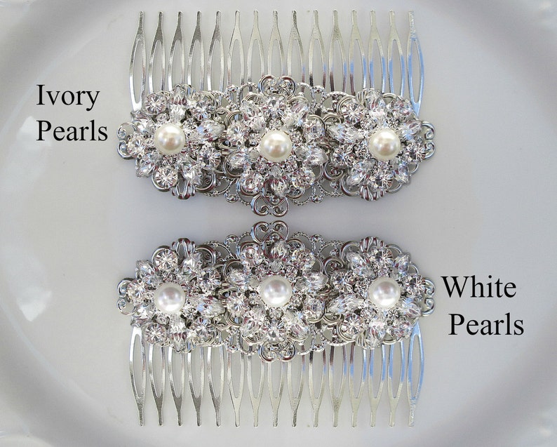 Wedding Hair Clip Pearl Bridal Clip Wedding Barrette Hair Accessories wedding accessories ivory pearl /& silver Bridal Hair Comb