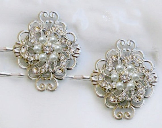 2 Bridal Hair Pins Wedding Hair Clips Bridal Bobby Pin Wedding Etsy