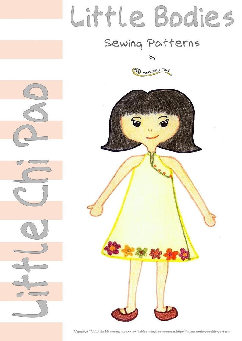 PDF Sewing Patterns for Girls Little Chi Pao Wrap Dress with mandarin collar in MULTI SIZES Festive image 10