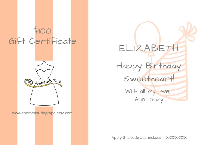 Customisable Gift Certificate Choose your own amount. image 1