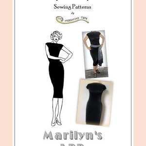 Set 2 sizes C,D,E,F PDF Sewing Pattern for Women Marilyn's LBD Sheath dress in knit or jersey image 10
