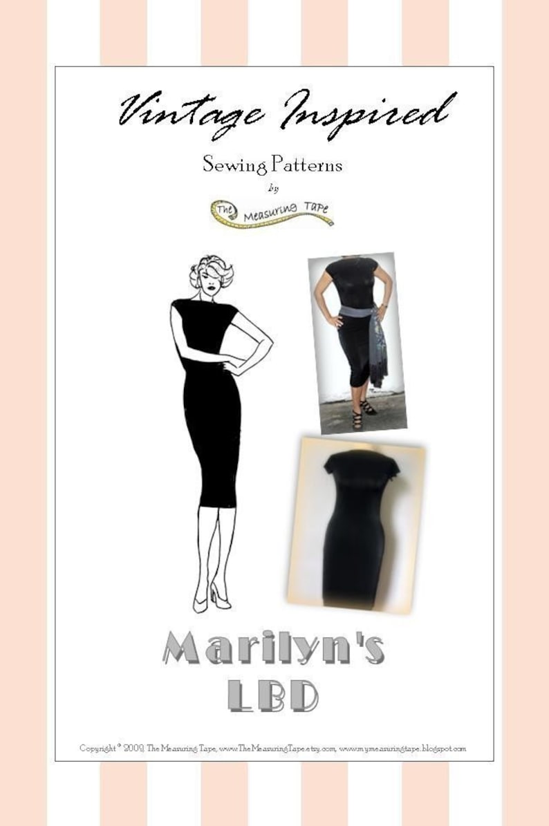 Set 2 sizes C,D,E,F PDF Sewing Pattern for Women Marilyn's LBD Sheath dress in knit or jersey image 10