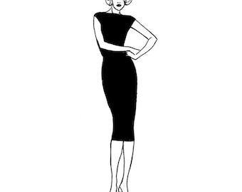 All Sizes Included - PDF Sewing Pattern for Women - Marilyn's LBD Sheath dress in knit or jersey