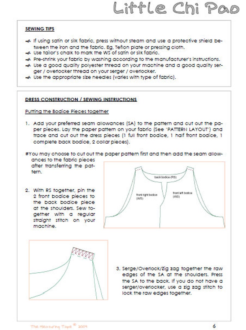 PDF Sewing Patterns for Girls Little Chi Pao Wrap Dress with mandarin collar in MULTI SIZES Festive image 8