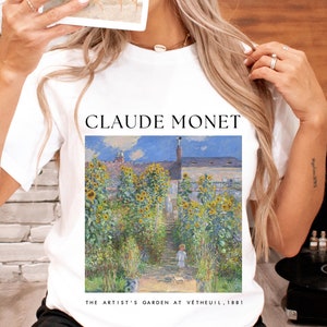Claude Monet shirt, The Artist&#39;s Garden, 100% Cotton Monet Shirt, Comfort Colors, Impressionism shirt, Light Academia, Art Lover Tee, Artsy