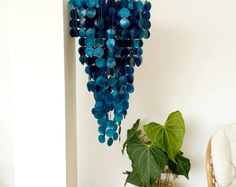 カピスシェルシャンデリアウィンドチャイム：ナチュラルホワイトエコ