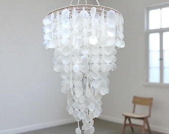 カピスシャンデリア：手作りの沿岸照明ペンダント