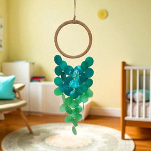 2 pcs of Green Capiz Shell Wind Chime: Tropical Decor, Relaxing Sounds