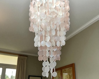 Lustre de concha Capiz, pendente de iluminação feito à mão: abajur de decoração boho