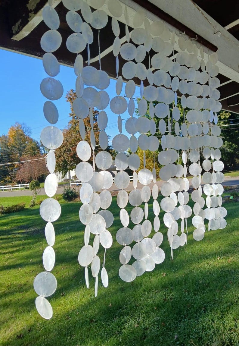 Natural Capiz Shell Curtain: Coastal Wall Art Decor - Etsy