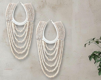 2 pcs Cowrie Shell Wall Decor: Handmade Papua Tribal Necklace
