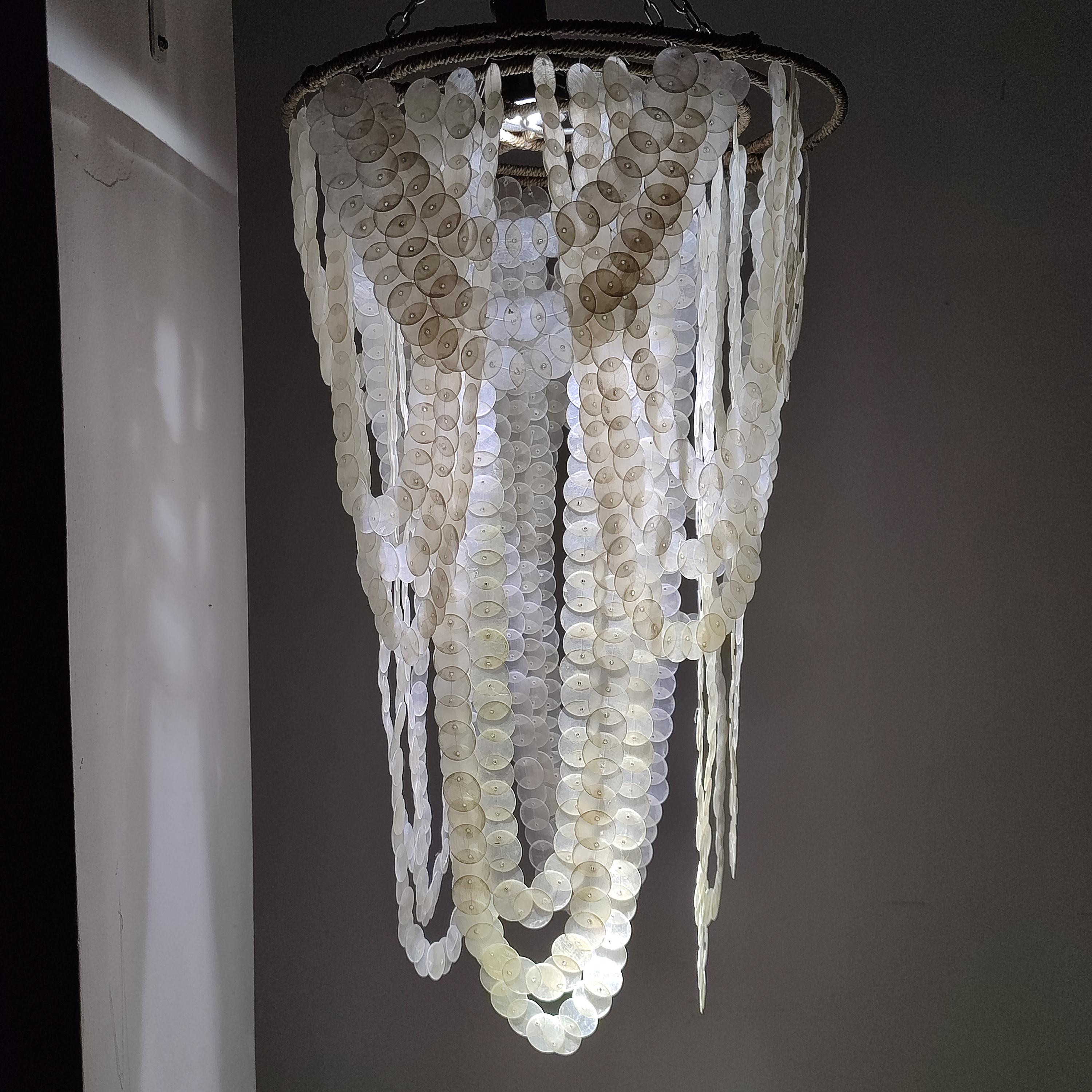 Capiz Shell Chandelier: Natural Coastal Lighting, 30cm Lamp Shade - Etsy