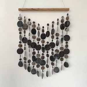 Handmade Black Capiz Shell Wall Hanging: Coastal Boho Decor