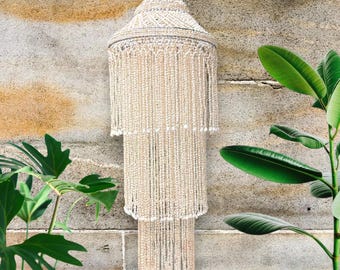 Lustre de conchas naturais, decoração com conchas, sino de vento de conchas