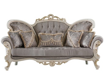 Luxury Sofa, Traditional Sofa, Velvet upholstered Sofa, Avant-garde Sofa, Stationary Fabric sofa, Living room set, Handmade furniture