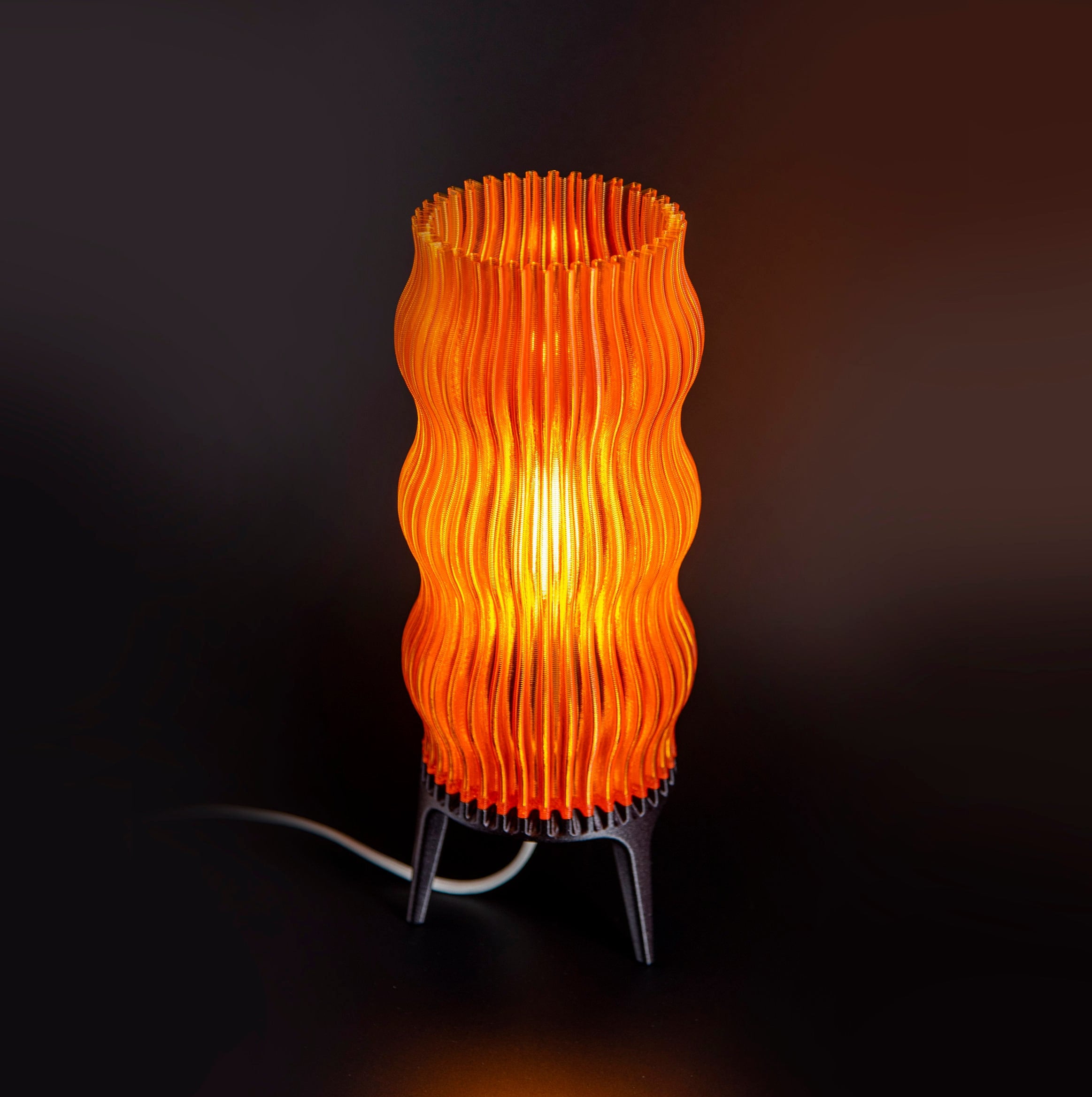 Wavy Amber Table Lamp: Recycled Plastic 3D Printed Design - Etsy