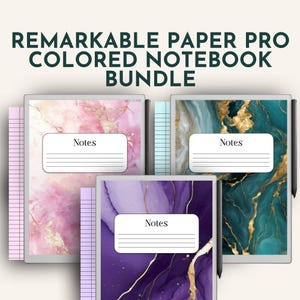 Pacchetto di quaderni colorati reMarkable Paper Pro - quaderni con collegamento ipertestuale viola, rosa e verde acqua per organizzare tutti i tuoi progetti - College Ruled