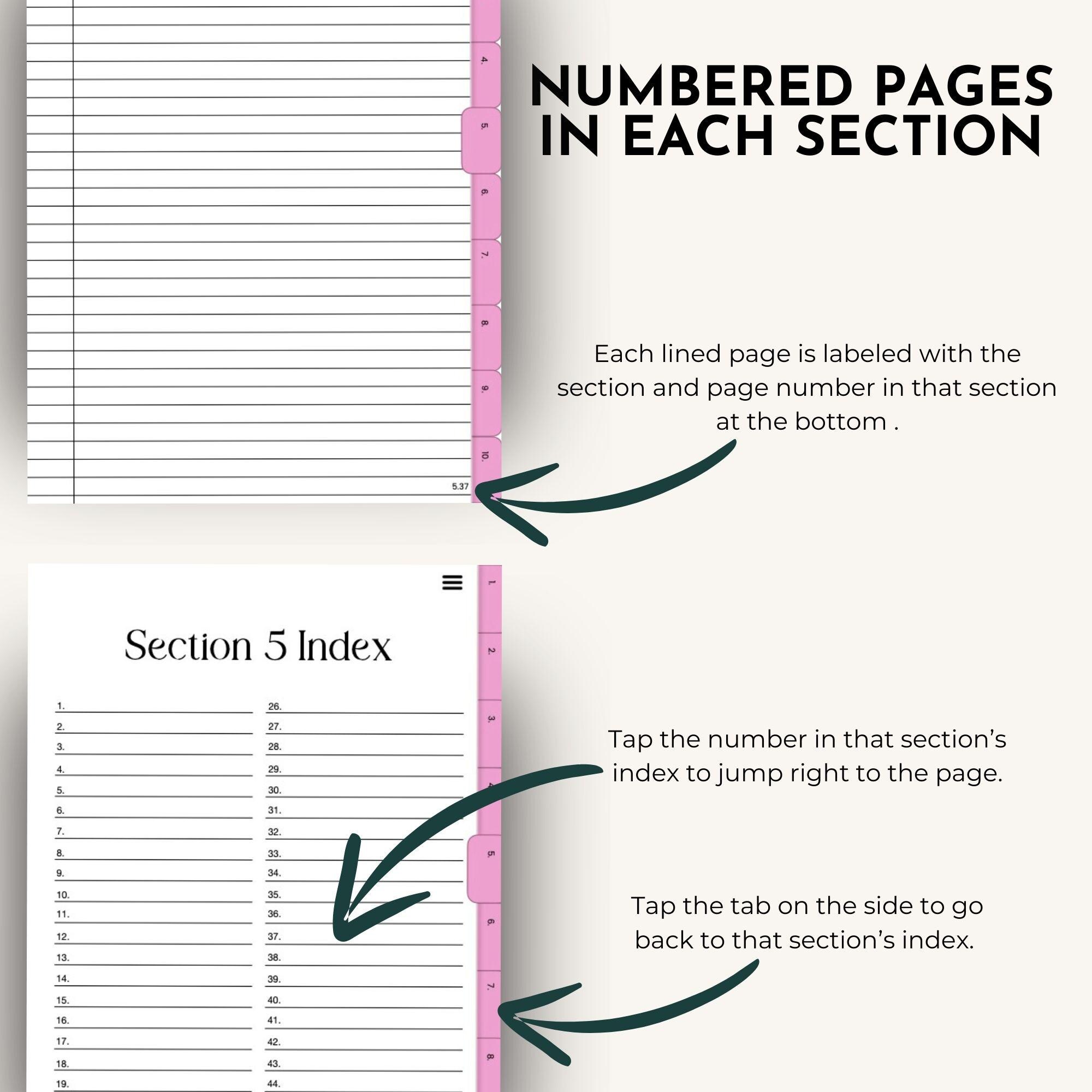 Tabbed Notebook.pdf Remarkable Paper Pro Pink Tabbed Notebook - Hyperlinked Notebook to ...