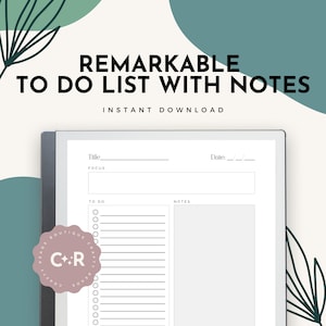 May include: A printable to-do list with notes. The printable has a title, date, focus, to-do list, and notes section. The to-do list has 15 lines for tasks. The notes section has a large blank space for writing. The printable is in black and white with a gray background.
