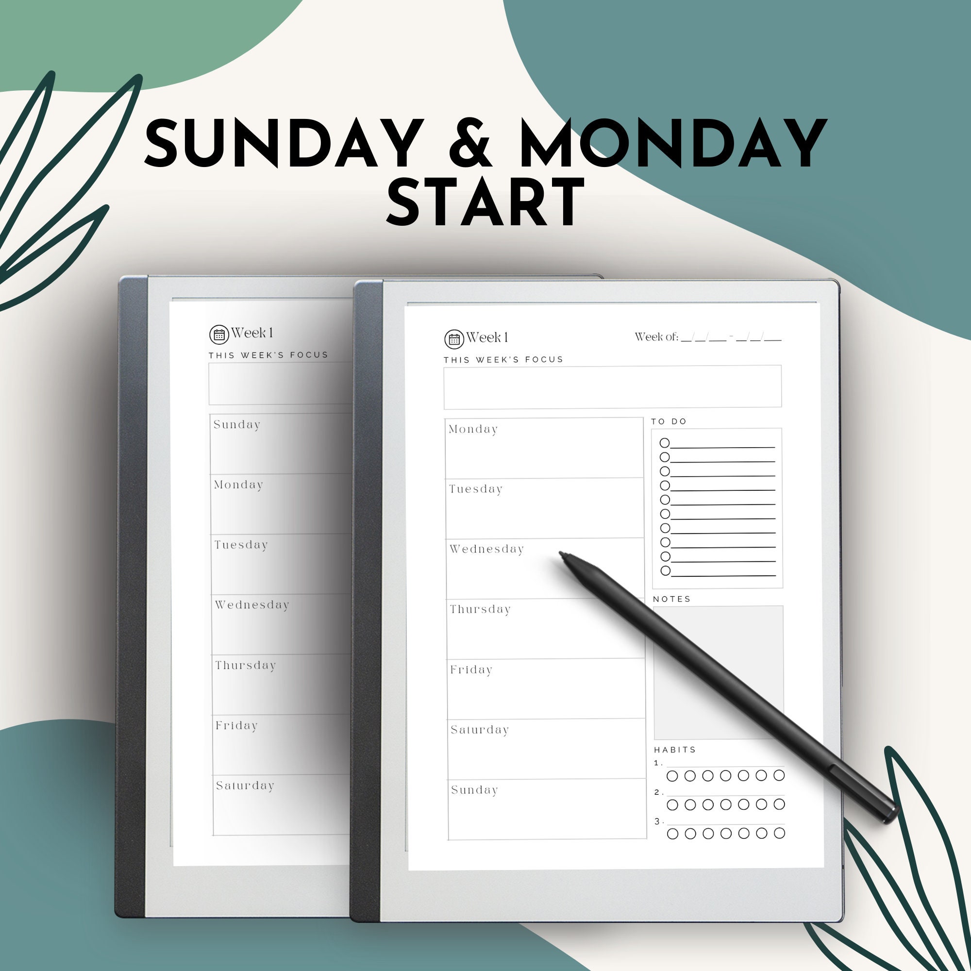 1 Month Goal Setting Focus Planner for Remarkable Tablet (PDF ...
