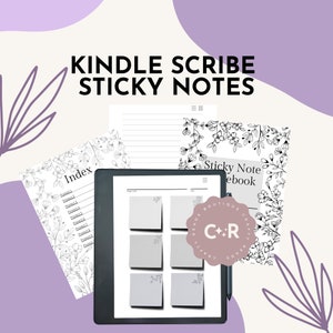 Könnte beinhalten: Ein digitaler Planer für Kindle Scribe mit floralem Design und Haftnotizvorlagen. Der Planer enthält eine Indexseite und eine Seite für Haftnotizen. Der Planer soll Benutzern helfen, ihre Gedanken und Ideen zu organisieren.