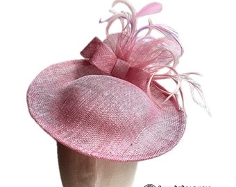 Pink Fascinator, Derby Hat, Wedding, Tea Party, Fascinator, Ascot, Feathered Sinimay hat