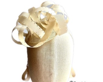 Upcycled Beige Derby Fascinator  - Stand Out in Style