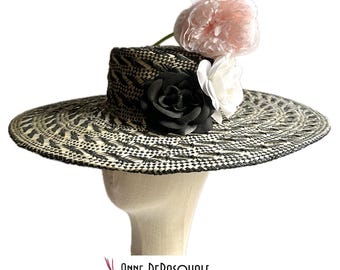 Vintage Jack Mcconnell Straw Derby Hat: Ivory Wide Brim With  display picture 3