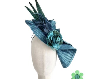 Blue Fascinator, Derby Hat, Racing hat