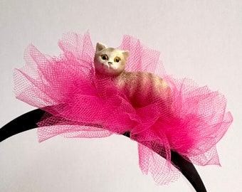 Kitty Headband, Cat Fascinator, Small  Gift, Kitty Cat Lover