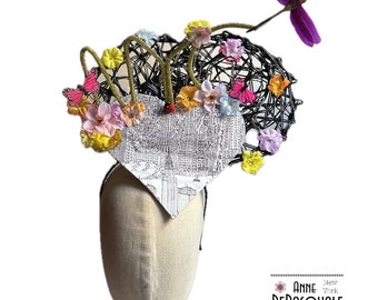 Multicolor Fascinator,  Central Park Conservancy, Derby, NYC Hat, Belmont, Horse Racing hat