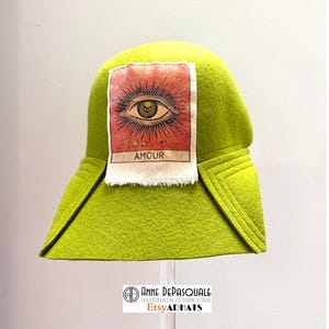 Chapéu de lã Basball, boné unissex feito à mão com detalhes inspirados em cartas de tarô