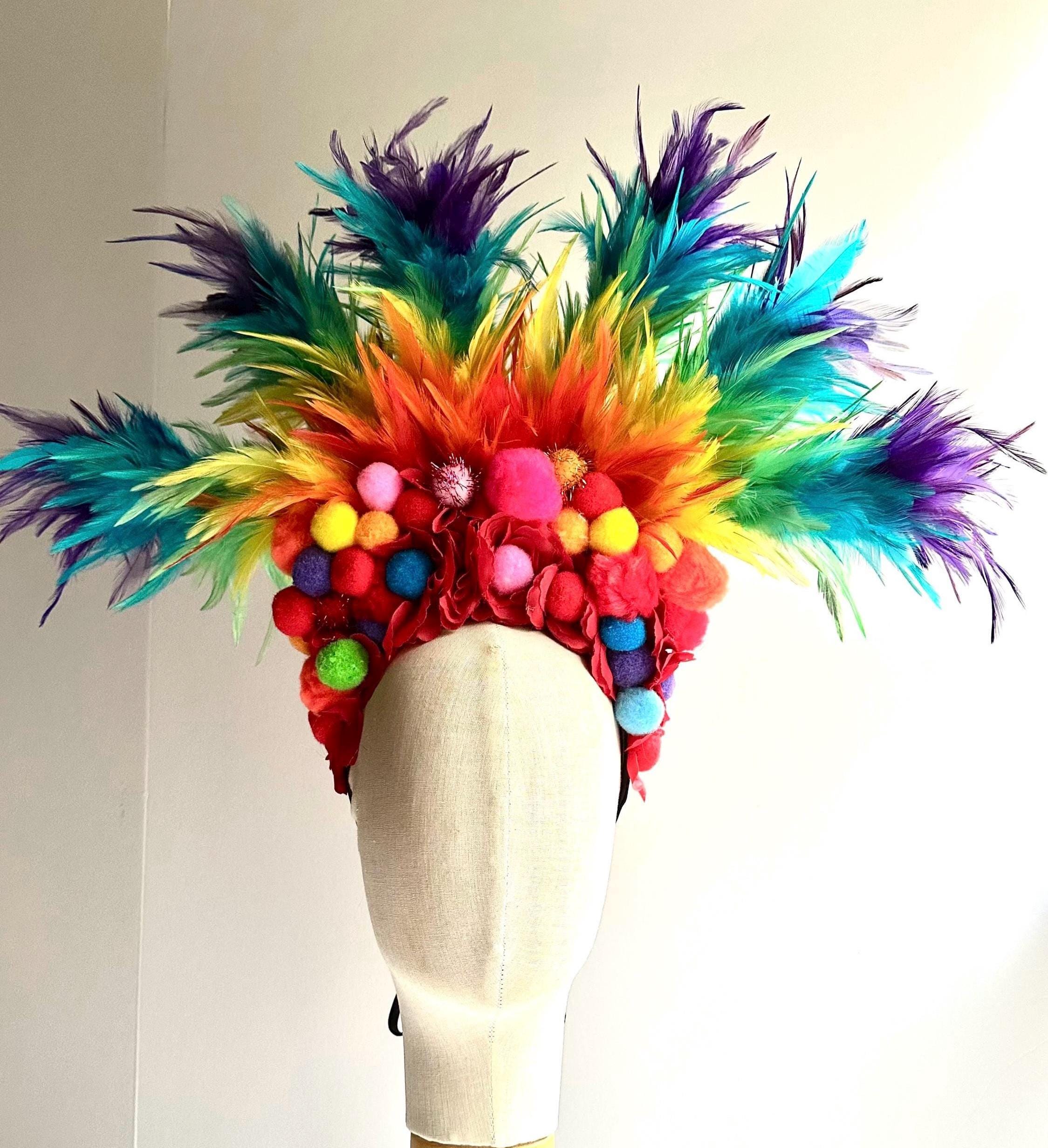 Set Copricapo E Guanti Anni '20 - Fascia Con Piume Arcobaleno E Guanti Senza Dita, Per Pride E Feste - Foto 7