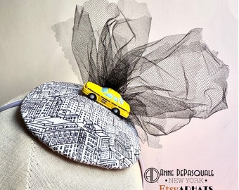 NYC fascinator, Derby, small headpiece, New York Luncheon, Tea party headband, Cocktail hat