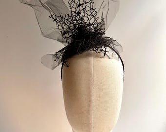 Black Lace Headpiece: Fascinator Headband