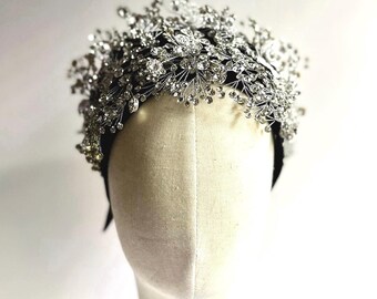 Rhinestone Crown -Tiara Headband, Bridal Headpiece-Handmade in NYC