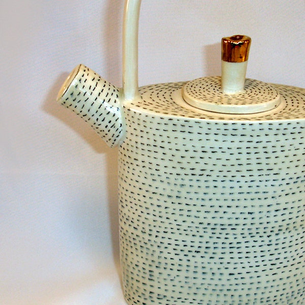 handbuilt stoneware teapot with 22k gold luster
