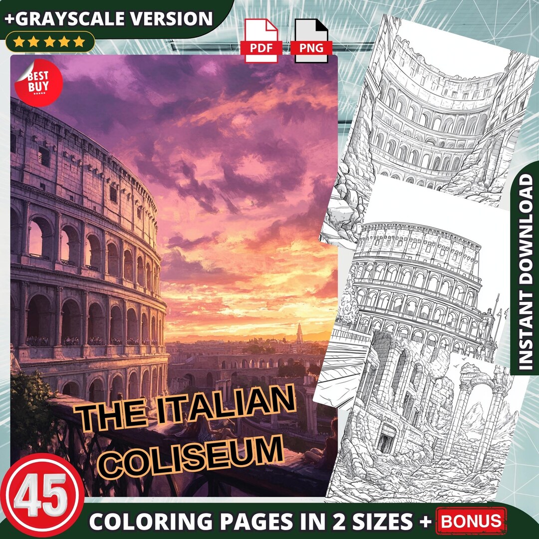 The Italian Coliseum Scenes Coloring Pages, PDF for Printable Coloring ...