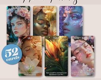 Flower Fairies Printable Oracle Cards PDF and Images | Floral 52 Card Deck Template for Intuition, Guidance, and  Reflection