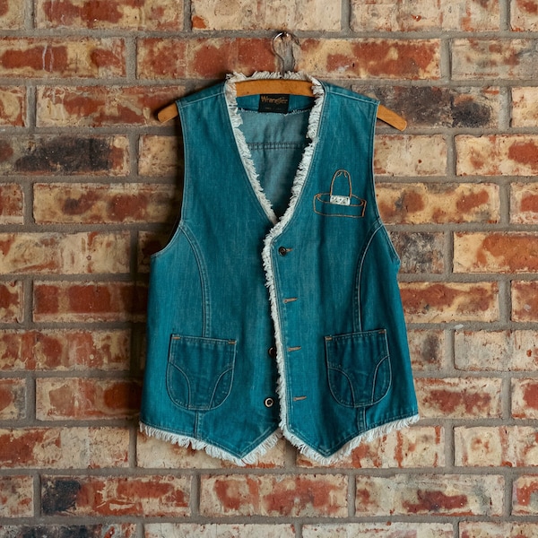 Vintage, Women's, 70's Wrangler Denim, Fringe Vest, Size S/M