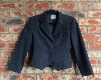 Vintage Pendleton Wool Blazer: Women's Gray Waist Length Jacket (Size S)