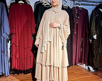 Robe abaya beige élégante