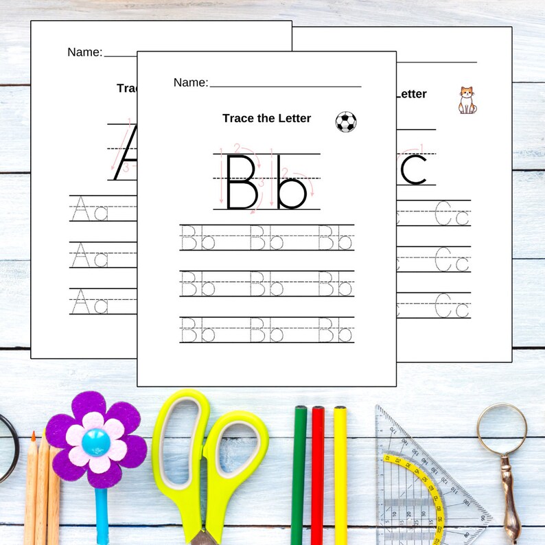 26 Printable Trace the Alphabet Worksheets, Letter Tracing, Classroom ...