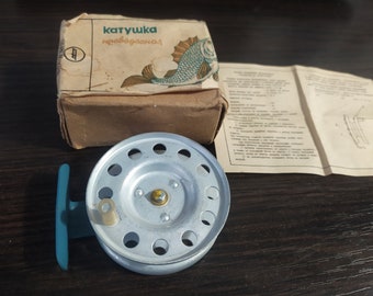 Original Spinning (wired) Soviet metal fishing reel fishing equipment USSR Vintage 1984. New in a box with documents