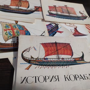 Geschichte des Schiffes Vintage Sammler Postkarten Set UDSSR Rare 1981. Exclusive