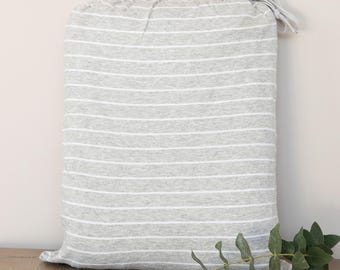 Juego de sábanas de algodón en rayas gris y blanco, Sábanas cómodas para todo el año, Sábanas portuguesas suaves y fáciles de cuidar