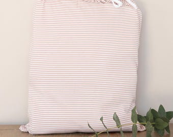 Juego de sábanas de algodón en rayas finas rosa y blanco, Sábanas cómodas para todo el año, Sábanas portuguesas suaves y fáciles de cuidar
